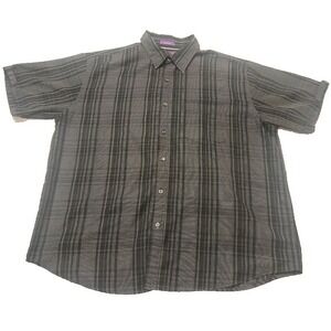 Bruno New York Men's Sueded Microfiber Button Down Gray/Black Shirt -‎ Size 2XL